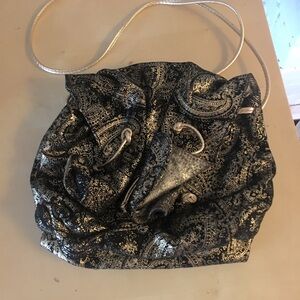 Carlos Falchi vintage 80s suede metallic shoulder bag
